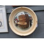 Circular convex mirror in cream frame