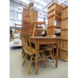 Pine table plus 4 beech stick back chairs