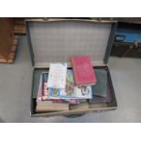 Vintage suitcase with quantity of books inc. practical fly fishing, office handbook of New