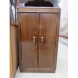 Stained beech double door vinyl record cabinet