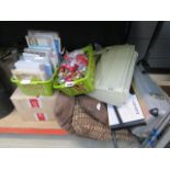 Typewriter, Christmas baubles, Christmas cards, cushions, floor lamp, keyboard and aluminium box