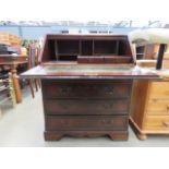 Reproduction mahogany bureau with 4 drawers under