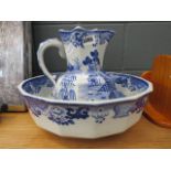 Blue and white jug and bowl set