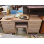 Lime washed dressing table with three panelled mirror (as found)