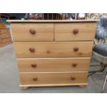 Pine finished chest of 2 over 3 drawers