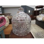 Large cut glass lidded pot