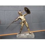 Brass finished figure of Greek warrior