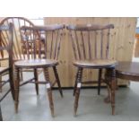 Pair of stick back beech dining chairs