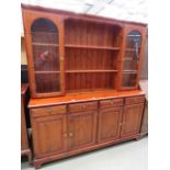 Honey pine sideboard, with glazed doors