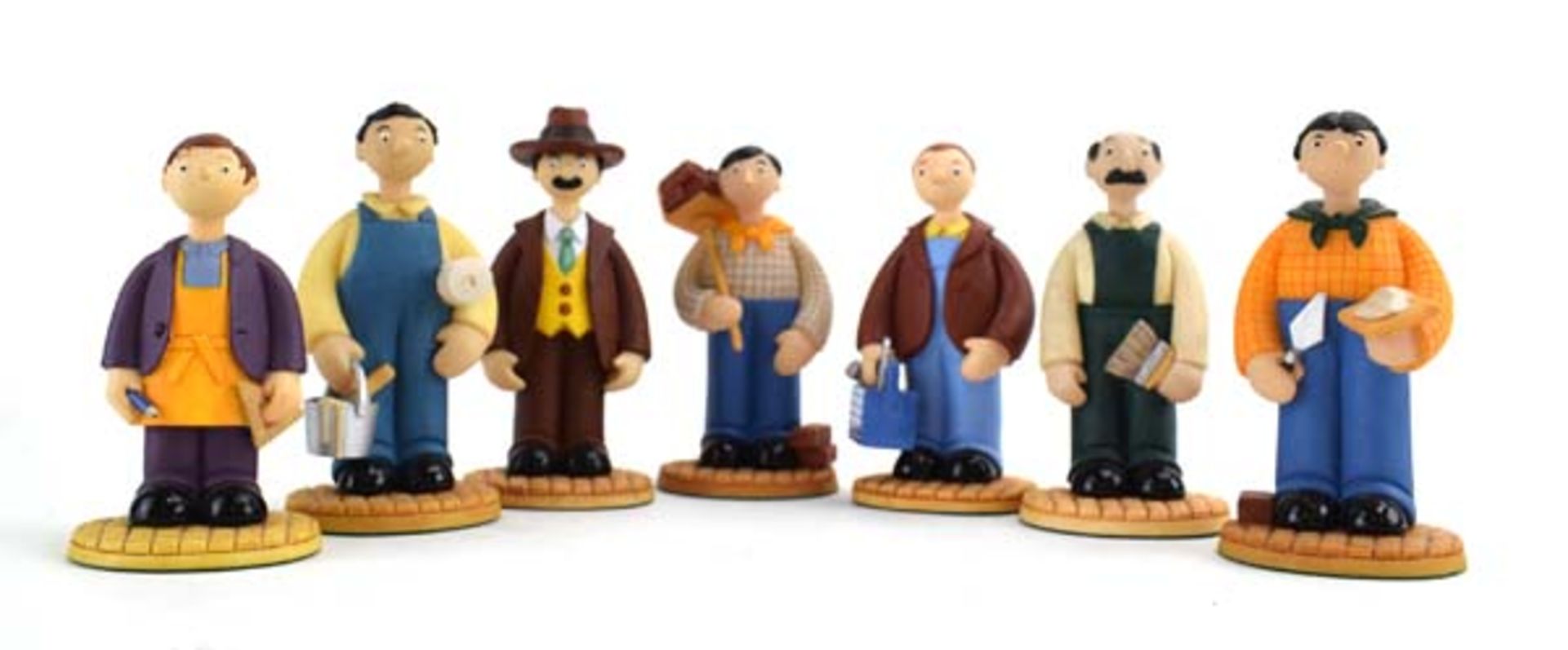 Seven Robert Harrop Camberwick Green figures: CG03 Jonathan Bell (Farmer), CG24 Nibs Minton ( - Image 2 of 2