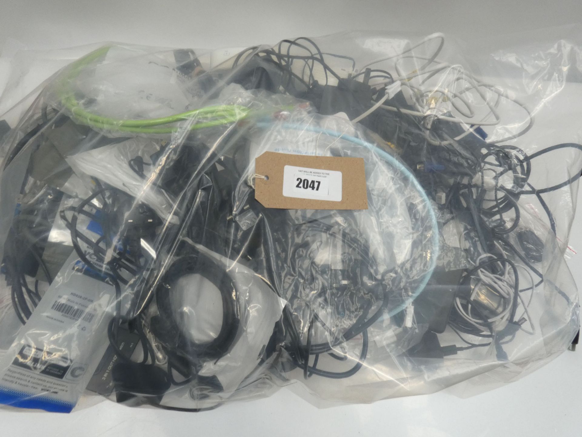 Bag containing quantity of leads, cables and PSUs