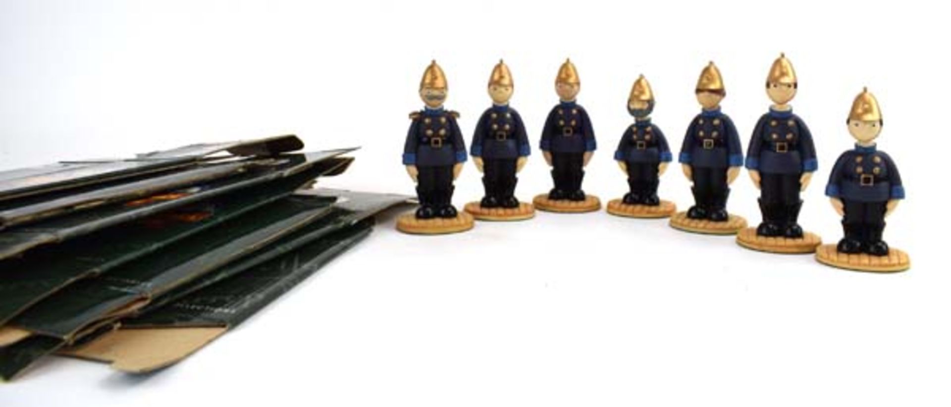 Seven Robert Harrop Camberwick Green figures: CG09 Captain Flack, CG10 Pugh, CG11 Pugh, CG12