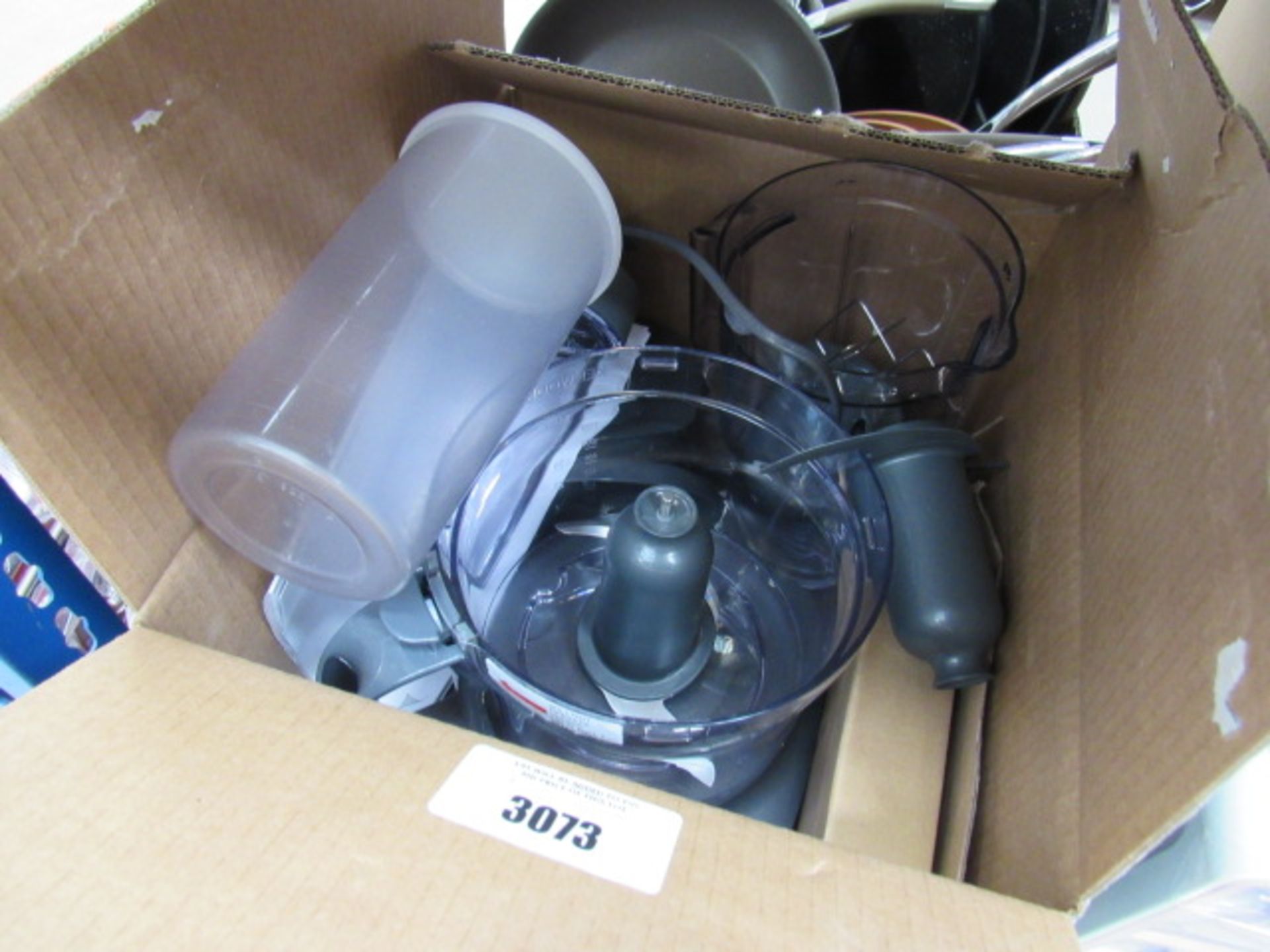 Box containing a Kenwood blender with attachments