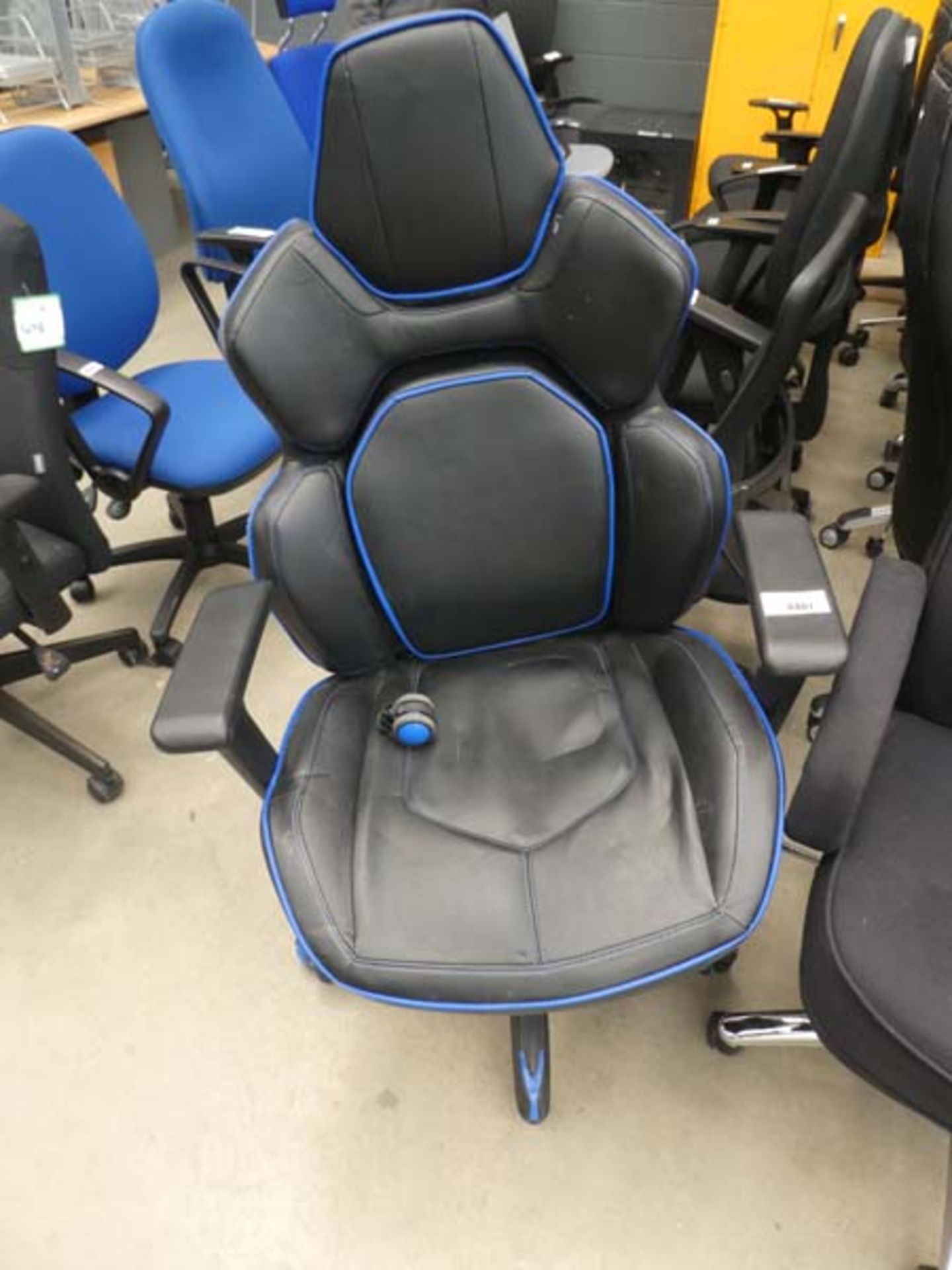 Black and blue racing style swivel armchair