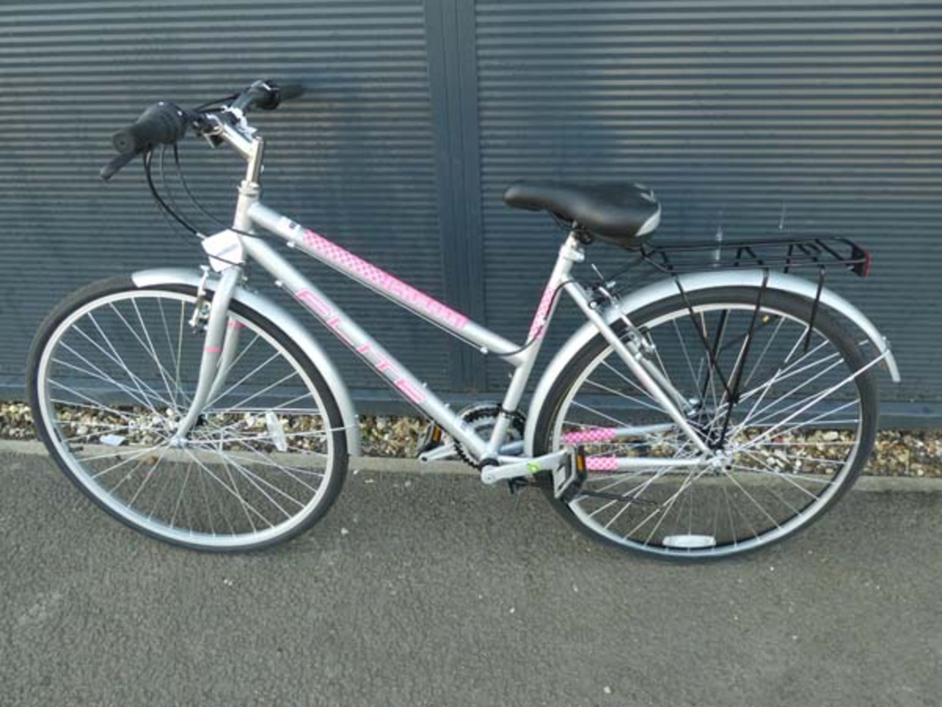 Elite silver and pink ladies bike