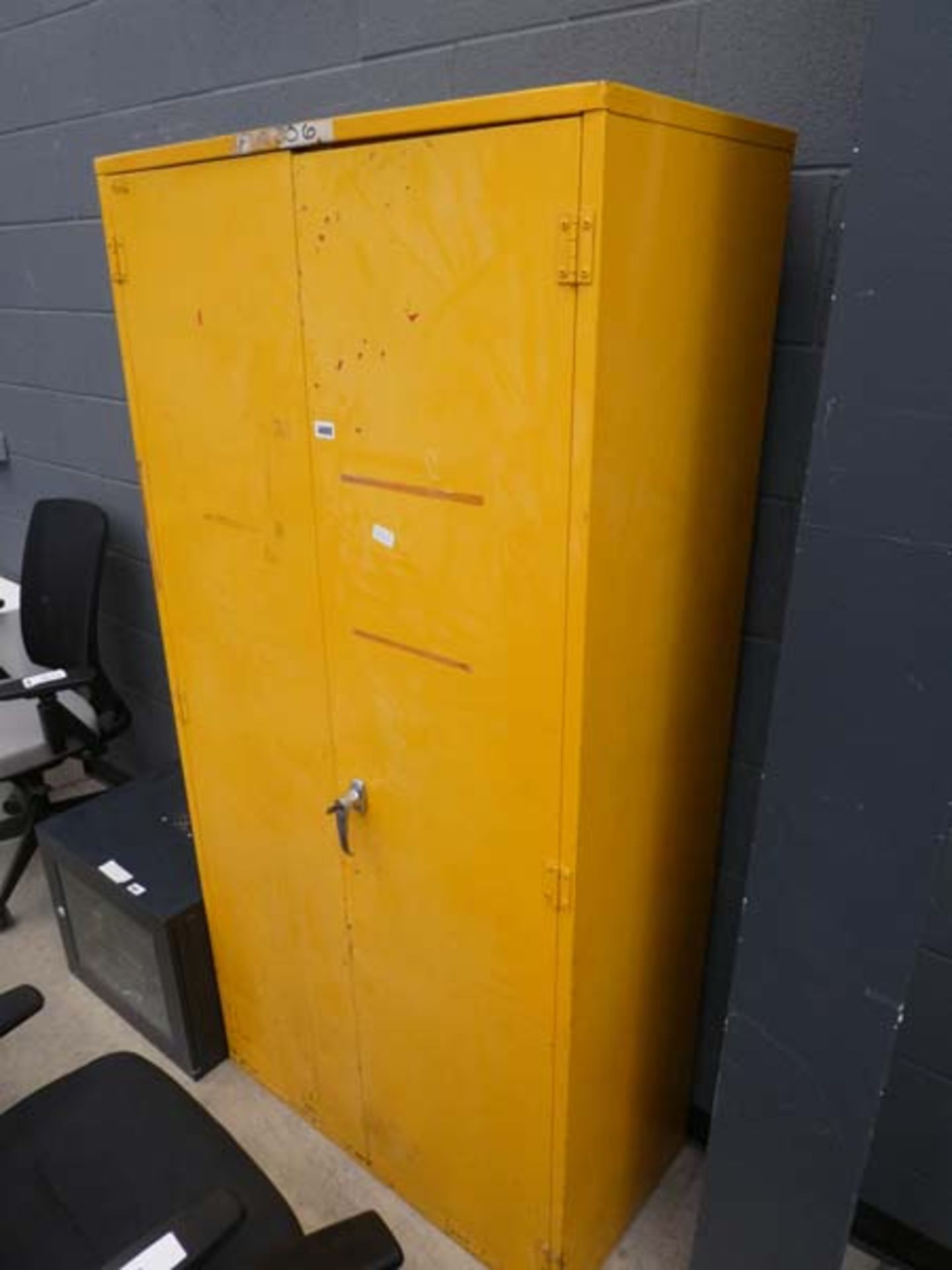 Yellow flammable fluids cabinet