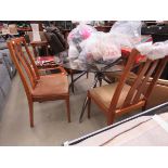 4 Nathan dining chairs with brown fabric seats
