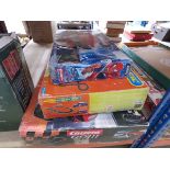 Boxed Scalextric set, Spider Man racing system, plus a Carrera game
