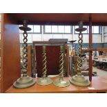 4 brass open twist candlesticks