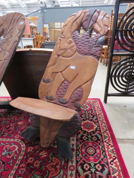 Carved wooden African chair