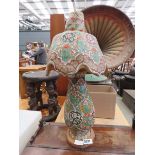 Floral painted pig skin table lamp