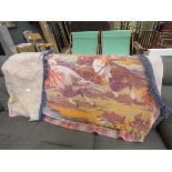 Wall tapestry depicting palm trees and horse riders