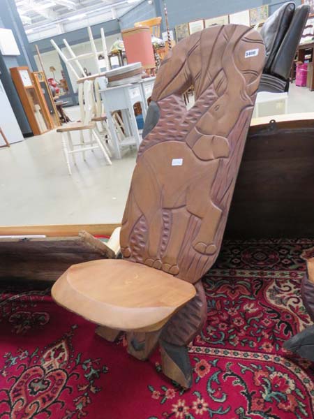 Carved wooden African chair