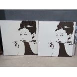 Two Audrey Hepburn wall hangings