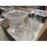 Quantity of glassware to include: large vase, ladle, lemonade glasses, wine glasses and jugs