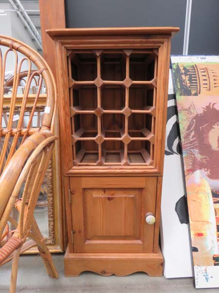 Pine wine rack with cupboard under