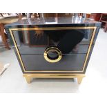 High gloss black painted 2 drawer bedside cabinet
