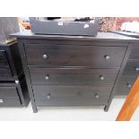 Dark wood chest of 3 drawers