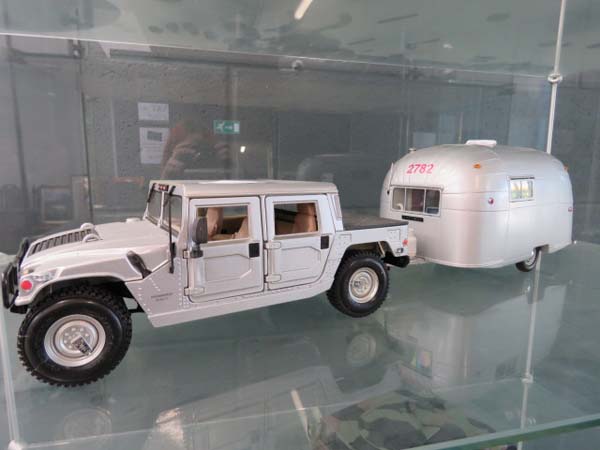 Motor City Classics model of a Hummer and an Airstream caravan