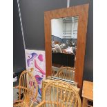 Narrow mirror in walnut frame, mirror in gilt frame plus one other, 3 in total