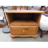 Pine bedside cabinet with single drawer and shelf over