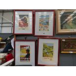 4 framed and glazed travel posters