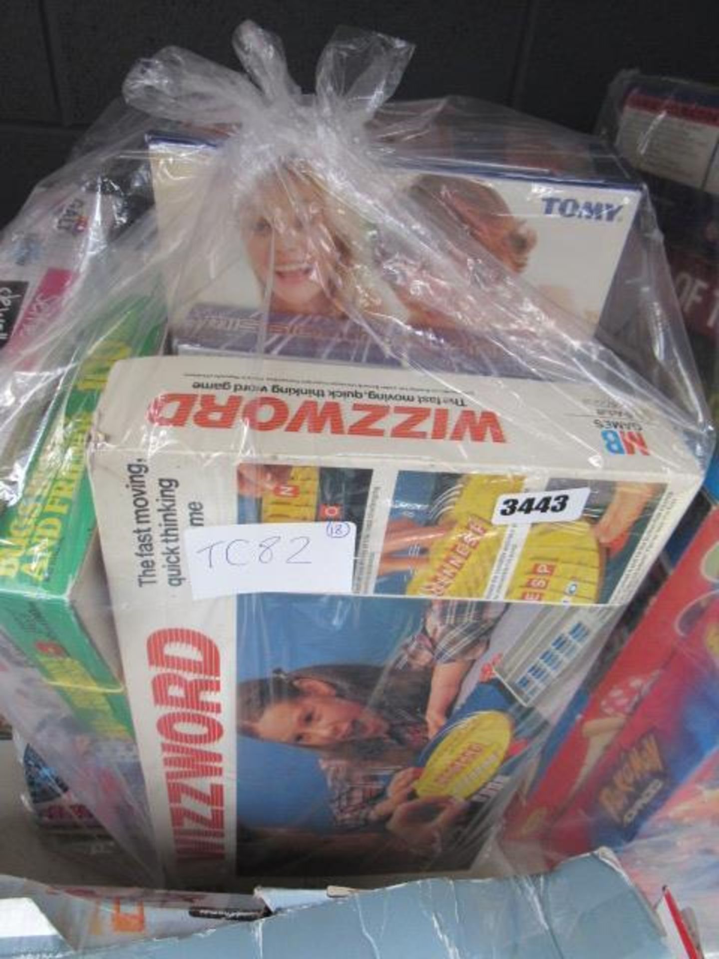 Bag of mixed boxed toys inc. Whizz Word game, Bugs Bunny and Friends set, Pokemon and other sealed