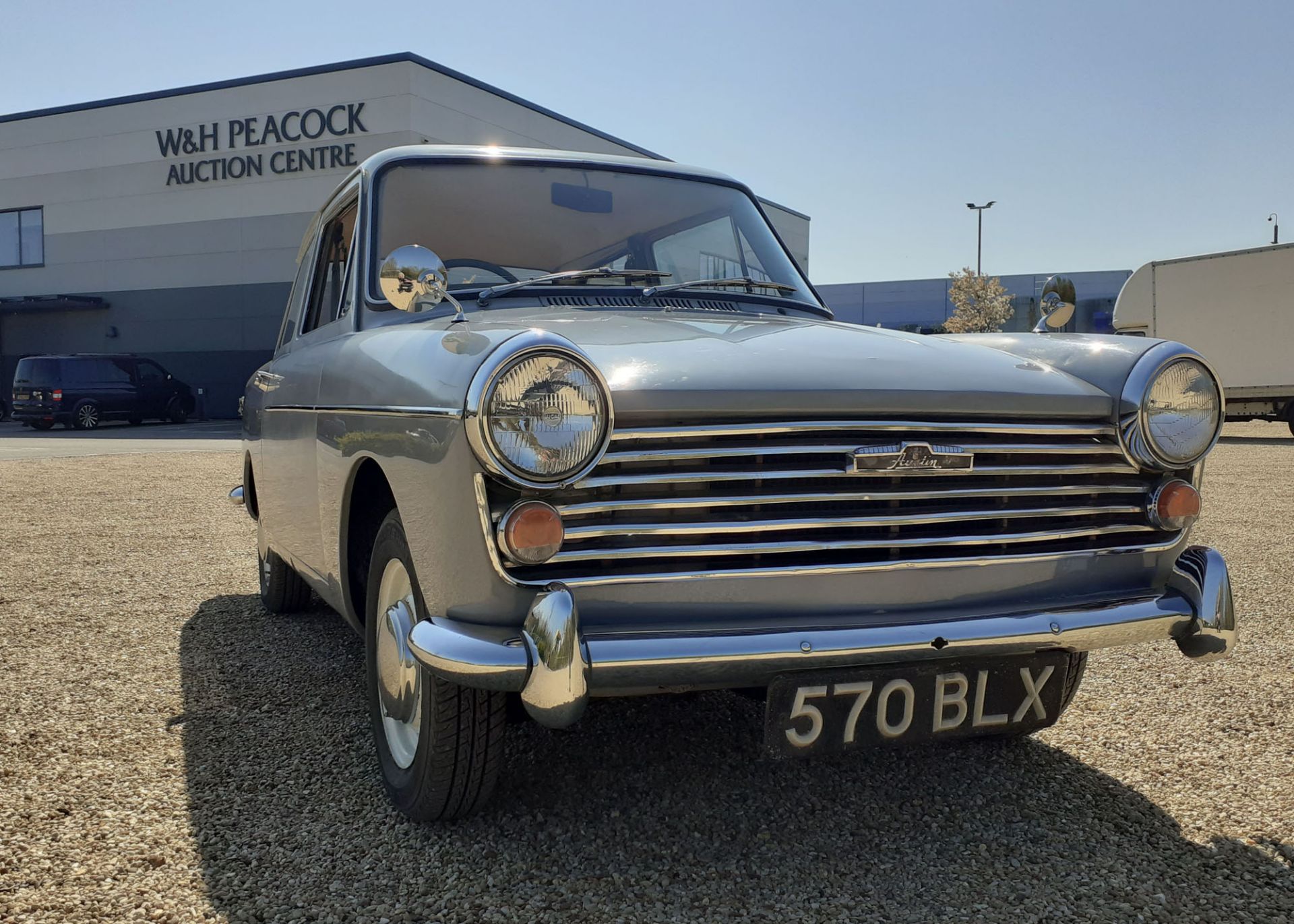 570 BLX (1962) Austin A40 Farina two door saloon in grey and white, Tax class as an Historic