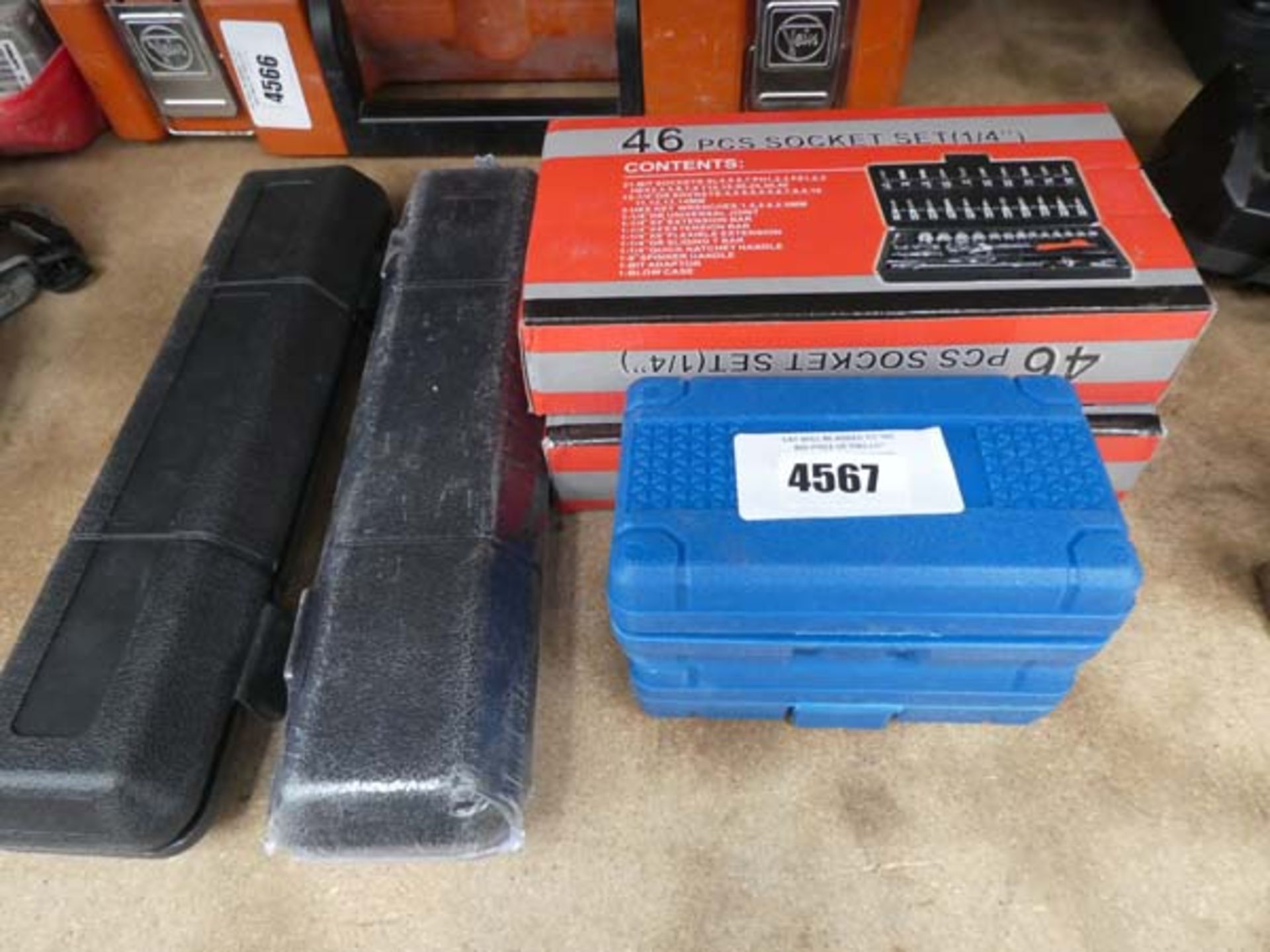 2 mini socket sets, 2 x 46 piece socket sets and 2 wrenches