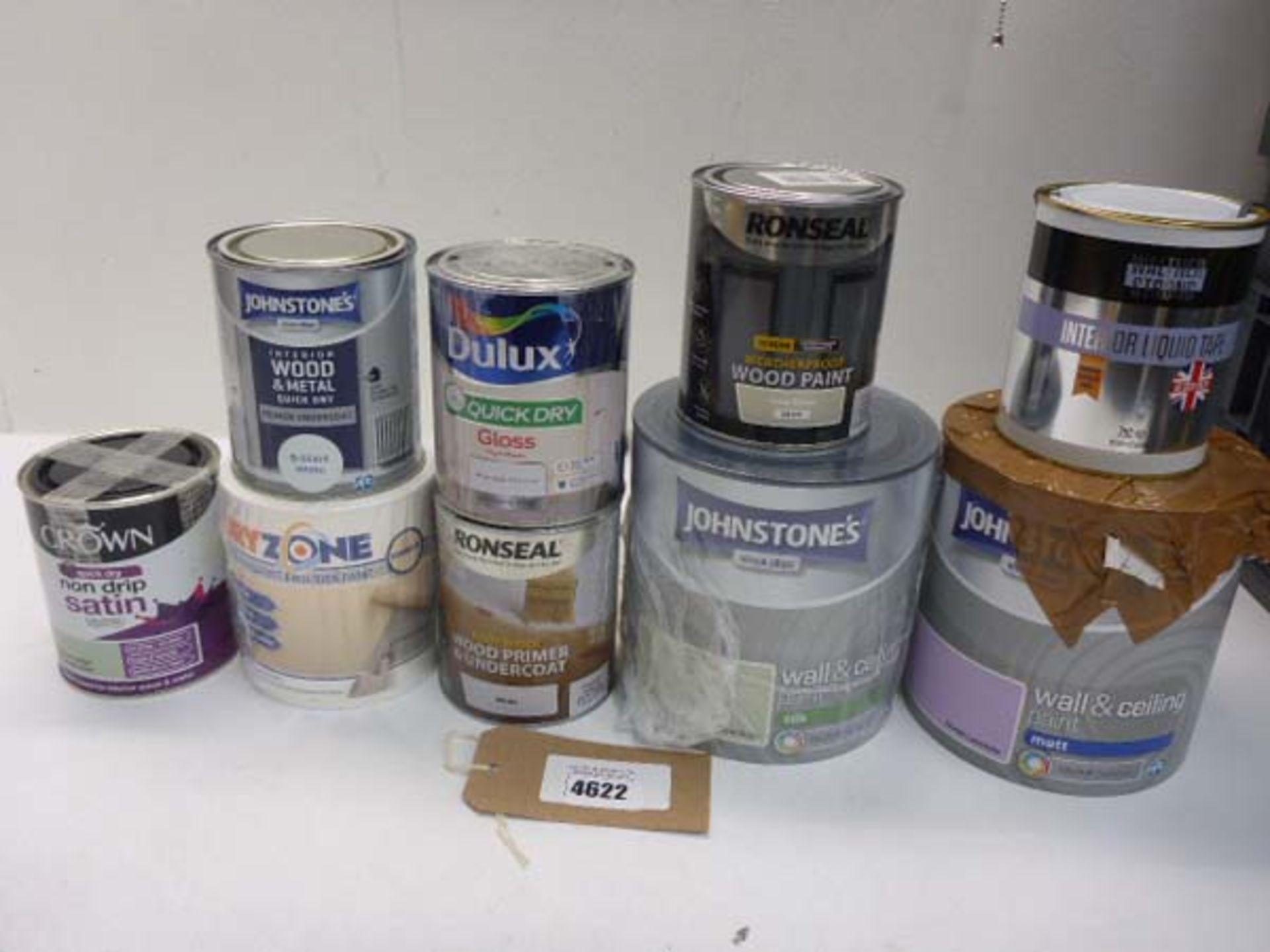 Selection of wall & ceiling paints, weatherproof door paint, Primer, & undercoat