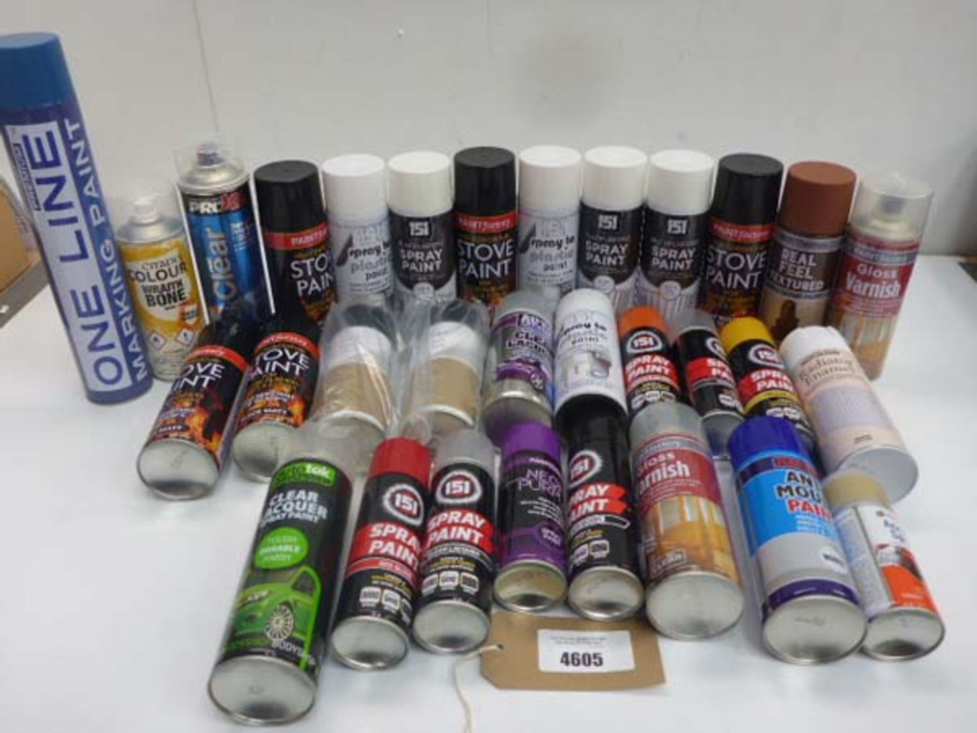 Selection of Metal, Wood, Stove & Model aerosol spray paints & varnish
