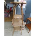 2 bamboo and wicker side tables