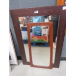 Mirror in teak frame, plus rectangular mirror in stained pine frame