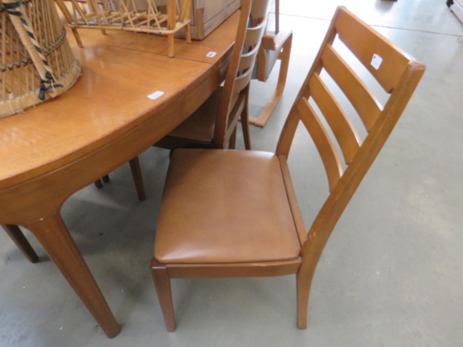 Oval teak extending dining table and 4 ladder back chairs Collector's item: see Soft Furnishings - Image 2 of 2