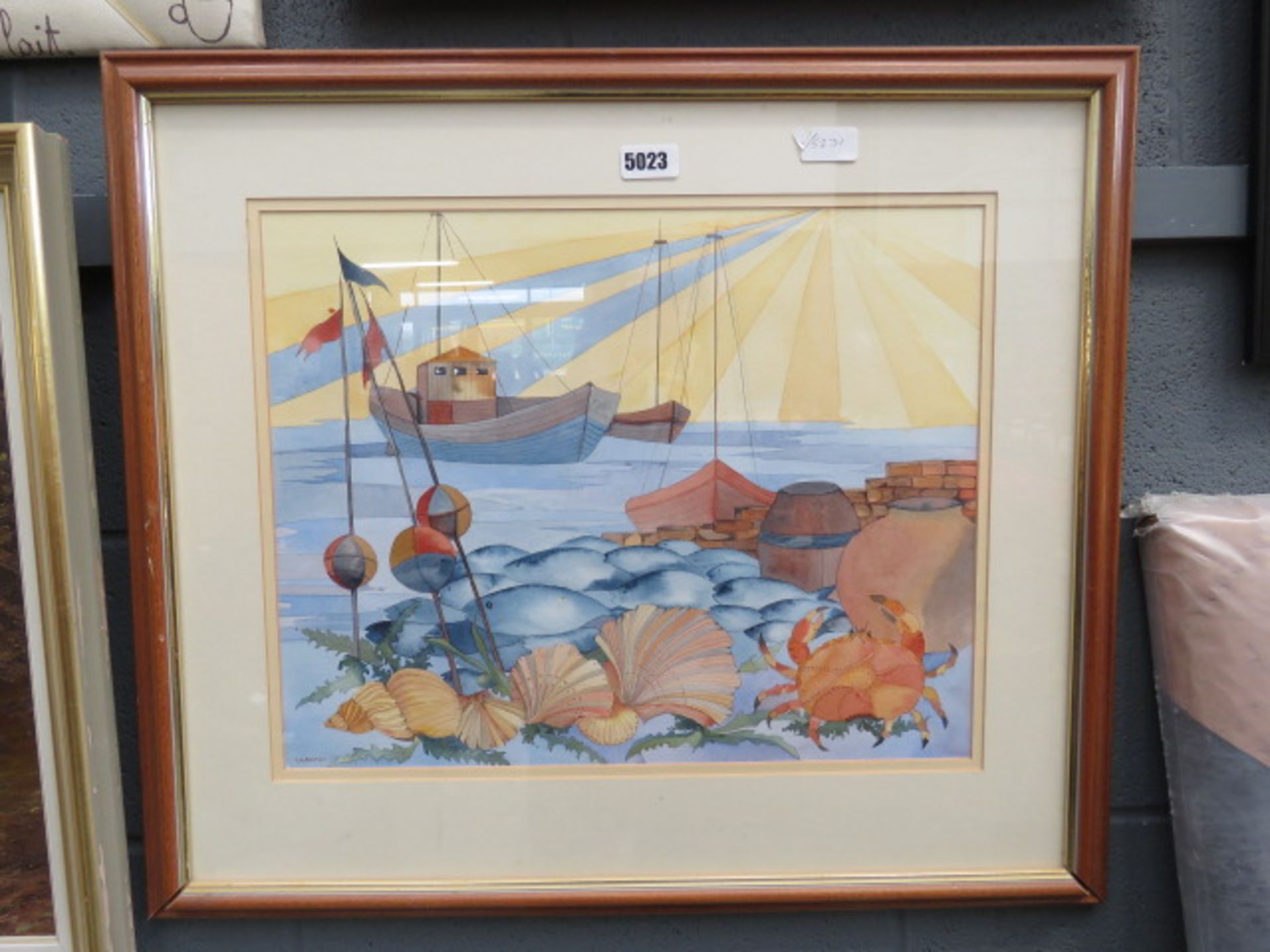 Watercolour: boats at sea