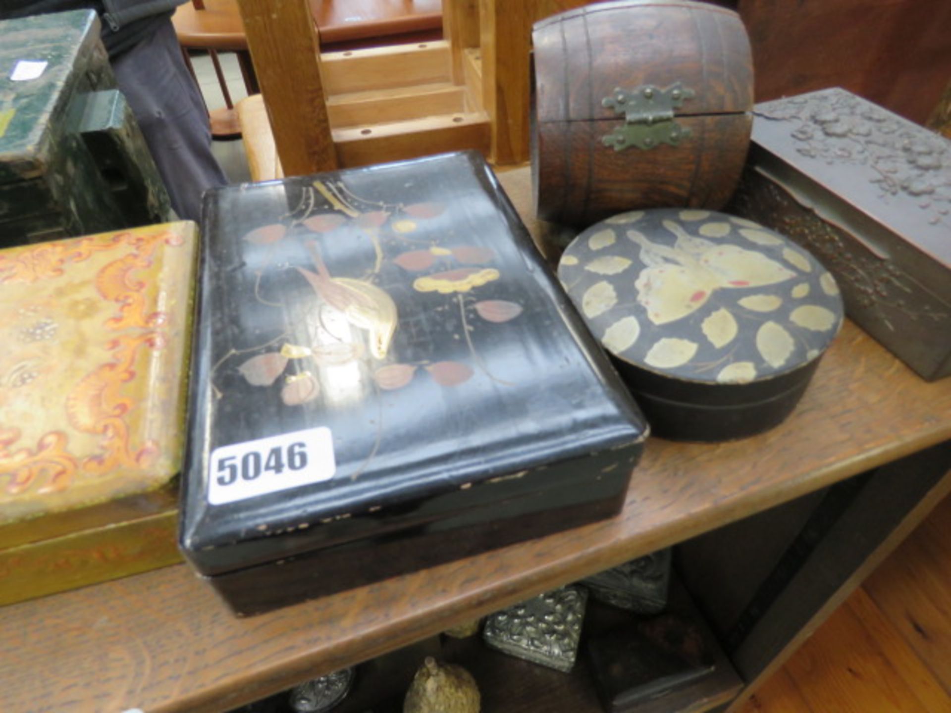 Large collection of ebonised and metal trinket and jewellery boxes - Image 4 of 4