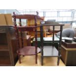 Reproduction 2 tier telephone table, plus 3 tier stand with drawer Telephone stand: H = 65cm. W =