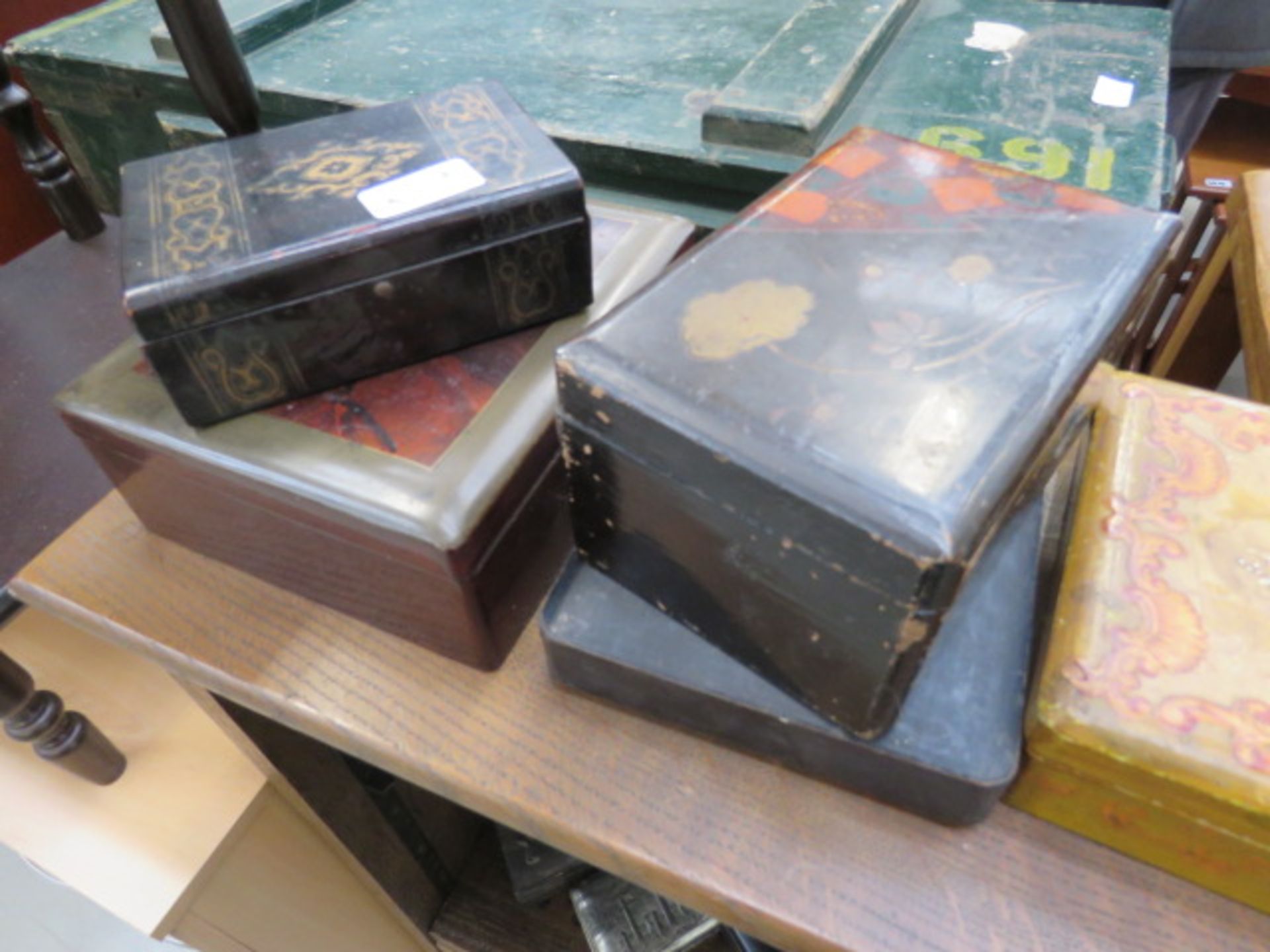 Large collection of ebonised and metal trinket and jewellery boxes - Image 3 of 4