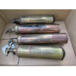 4 vintage brass and copper fire extinguishers