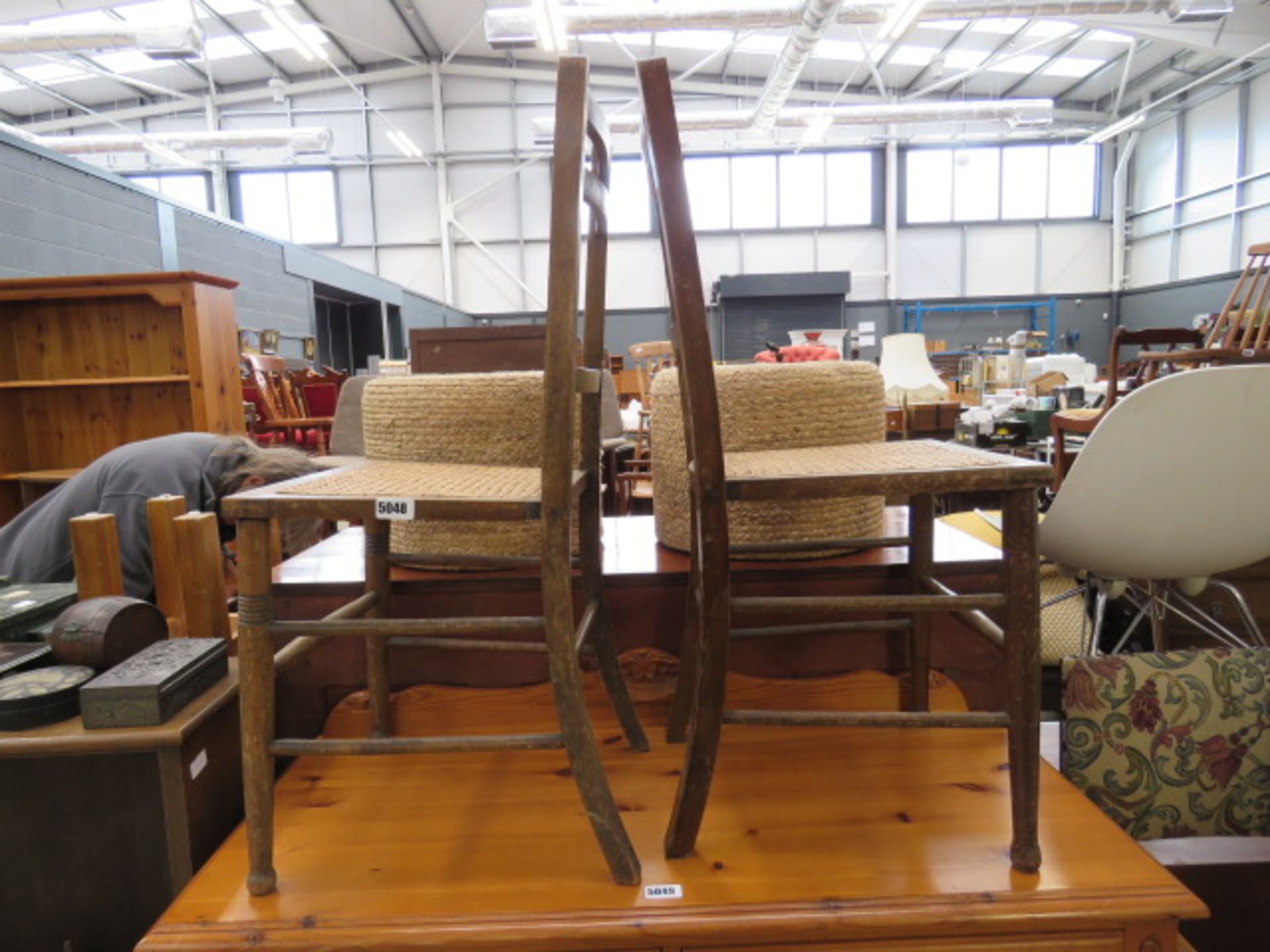 2 wicker seated bedroom chairs In need of a polish.